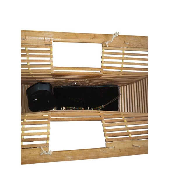 Bamboo Wood Handmade Half Moon Basket Handbag - Picture 5 of 12